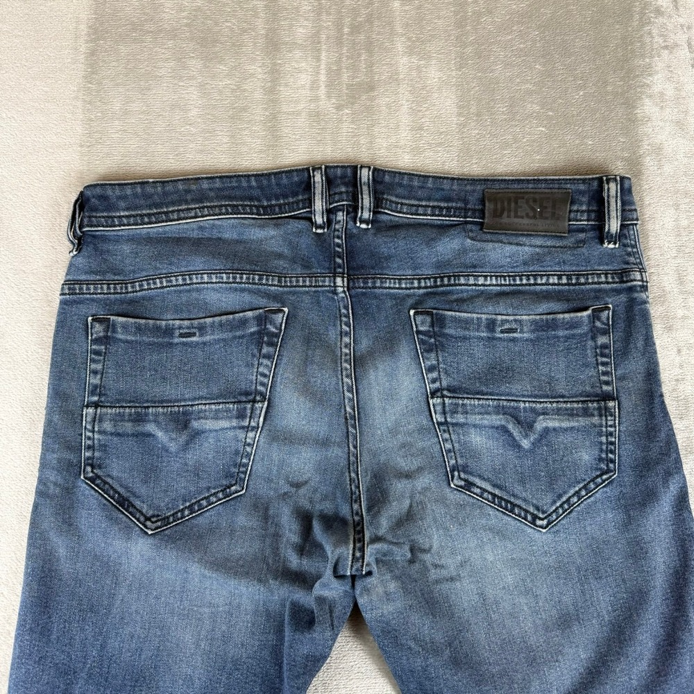 Diesel Thommer Slim Skinny Jeans Mens 36x32 Blue Denim Distressed Stretch - Picture 7 of 9
